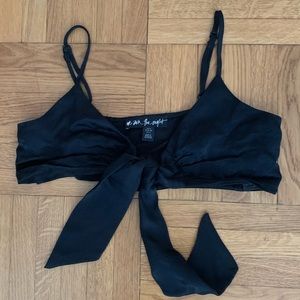 Black satin crop top